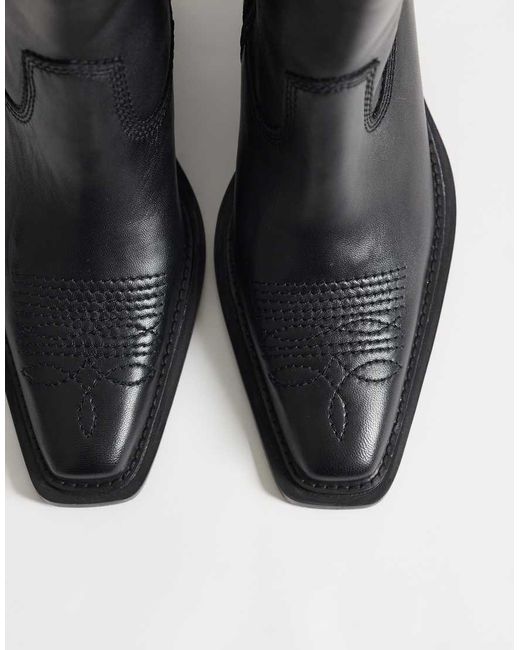 ASOS Black Ace Premium Western Ankle Boot