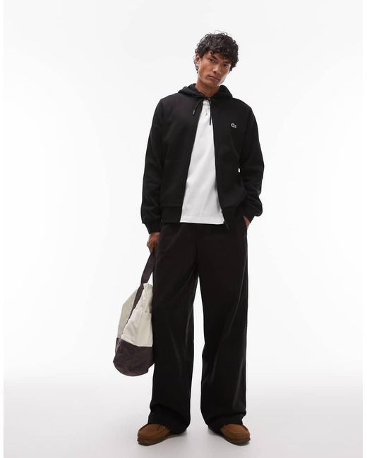 Sudadera Negra Con Capucha Y Cremallera De Lacoste de hombre de color Black