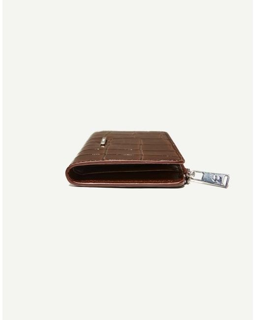 Bershka Natural Embossed Faux-patent-finish Animal Print Purse