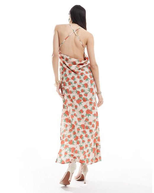 Vila White Satin Low Cowl Back Cami Maxi Dress