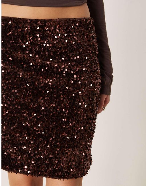 Vila Brown Sequin Mini Skirt