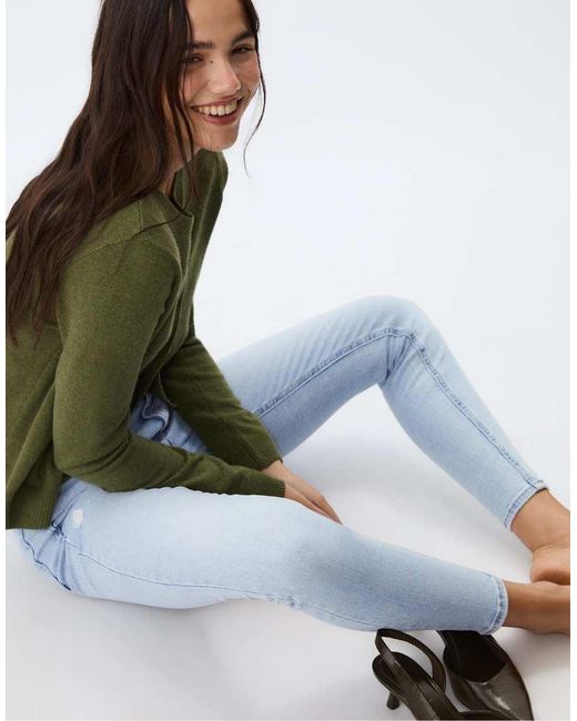 Stradivarius Blue D09 Skinny Super High-waist Jeans