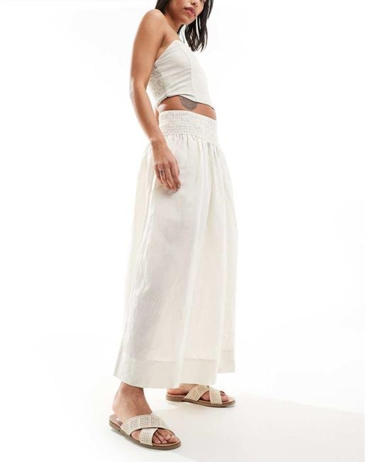 & Other Stories White Maxi Skirt With Ruched Basque