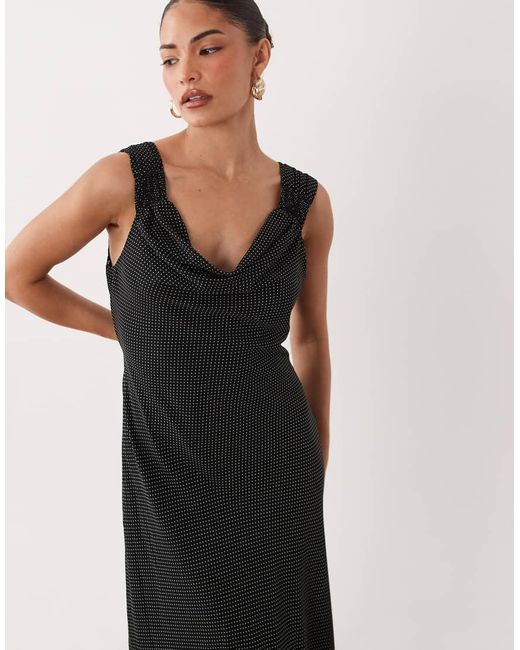 Forever New Blue Chiffon Off Shoulder Tie Back Detail Maxi Dress