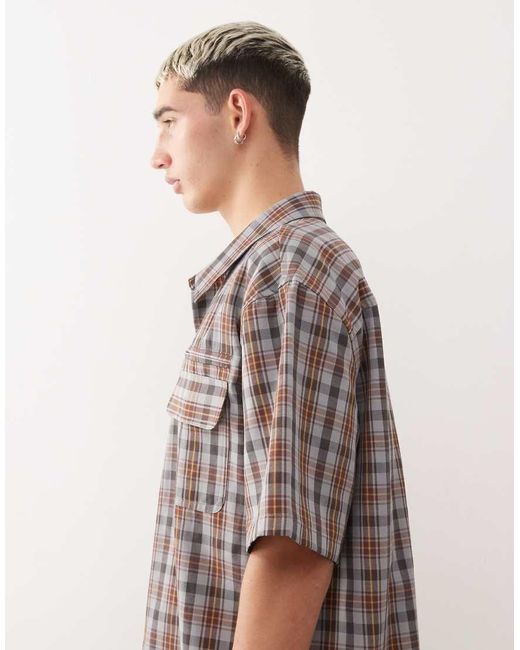 Collusion Brown Boxy Skate Shirt for men