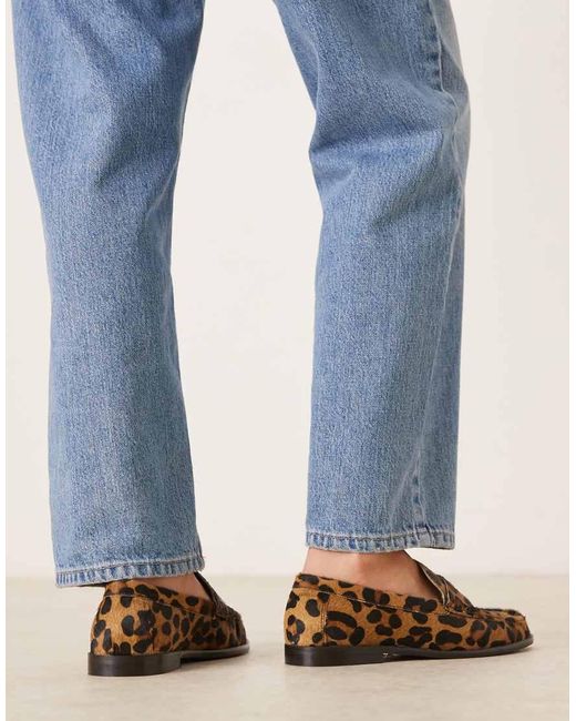 Mocasines Fruncidos Con Estampado De Leopardo De Tejido Efecto De Piel De Poni Premium Mayfair De ASOS de color Blue