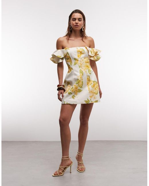 Forever New Metallic Off The Shoulder Ruffle Mini Dress