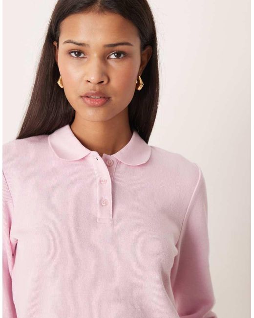 JJXX Pink Long Sleeve Polo Top