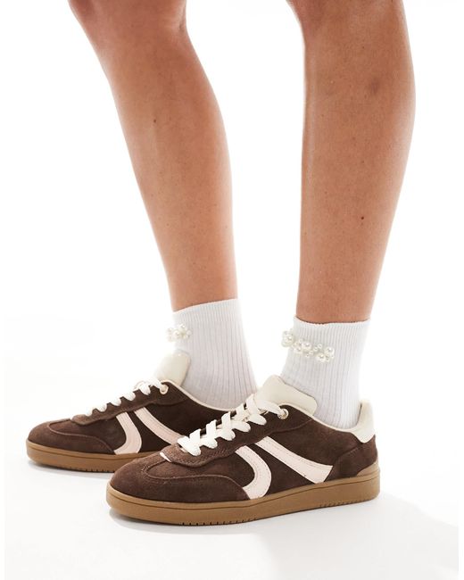 Stradivarius White Gum Sole Leather Trainer