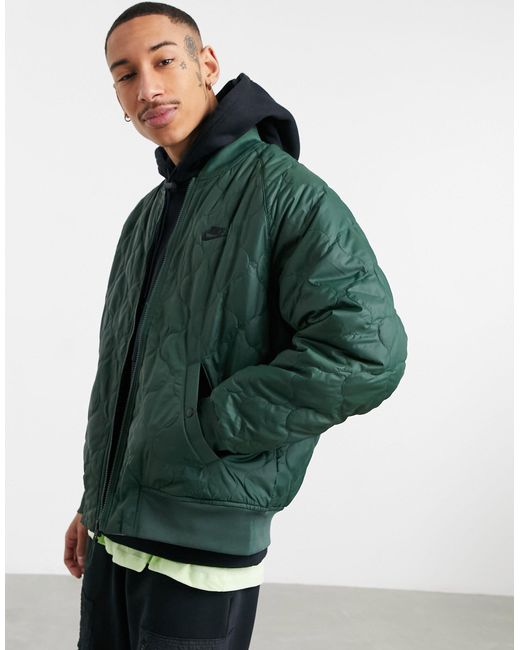 Nike Synthetic Reversible Insulated Bomber Jacket in Khaki/Grey (Green) for  Men | Lyst Australia