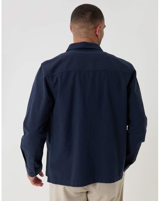 Threadbare Blue Linen Blend Lightweight Shacket for men