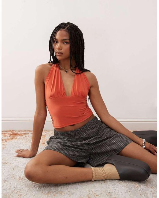 Top Con Cuello Halter De Collusion de color Red