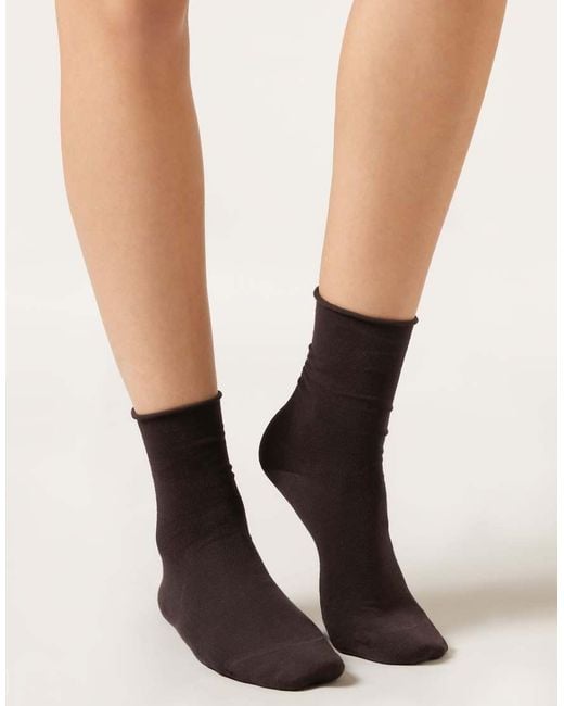 Calzedonia Black Non-Elastic Cotton Ankle Socks