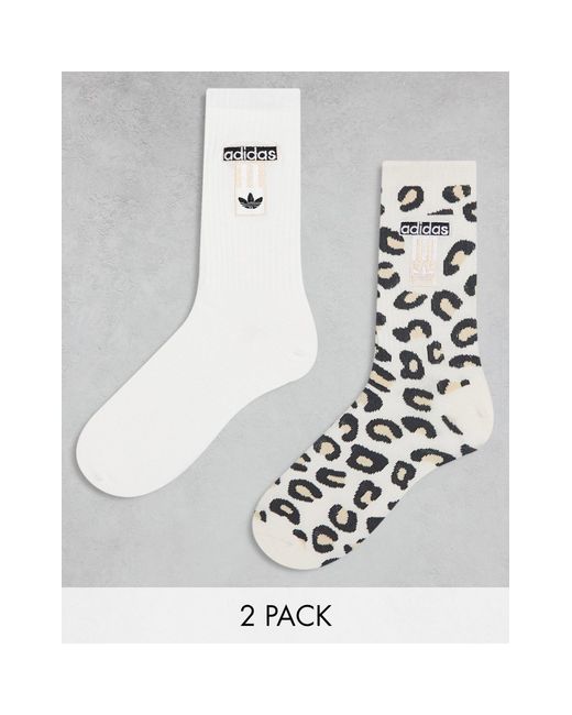 Adidas Originals White Leopard Luxe 2 Pack Socks