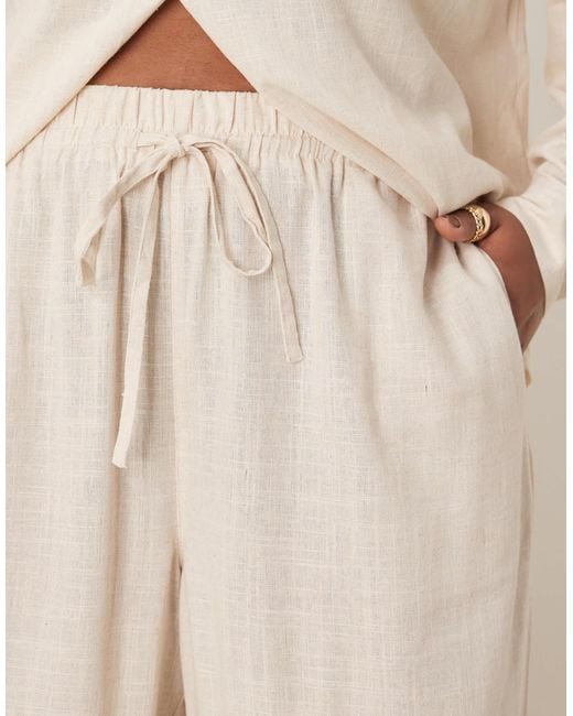 ASOS Natural Curve Linen Look Pull On Trousers Co-ord