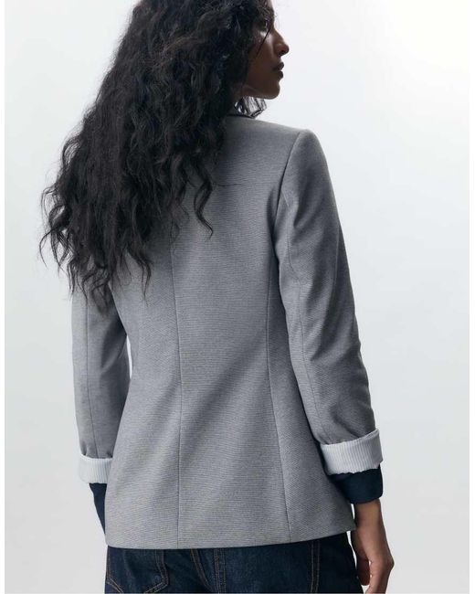 Stradivarius Gray Slim Fit Blazer