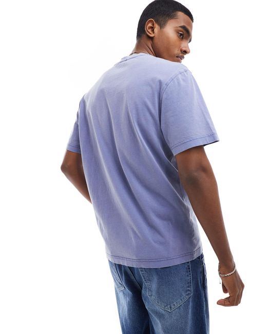 Lacoste – verwaschenes t-shirt mit farblich abgestimmtem logo in Blue für Herren