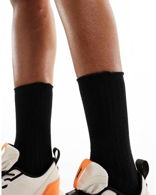 Vero Moda Black Ribbed Frill Socks