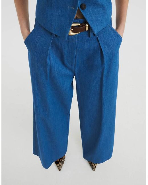 River Island Denim Broek Met Wijde Pijpen in het Blue
