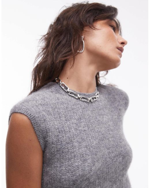 ARKET White Alpaca Wool Blend Long Line Knitted Tank