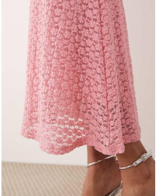 Bardot Pink Louisa Exclusive Cami Floral Mesh Midi Dress