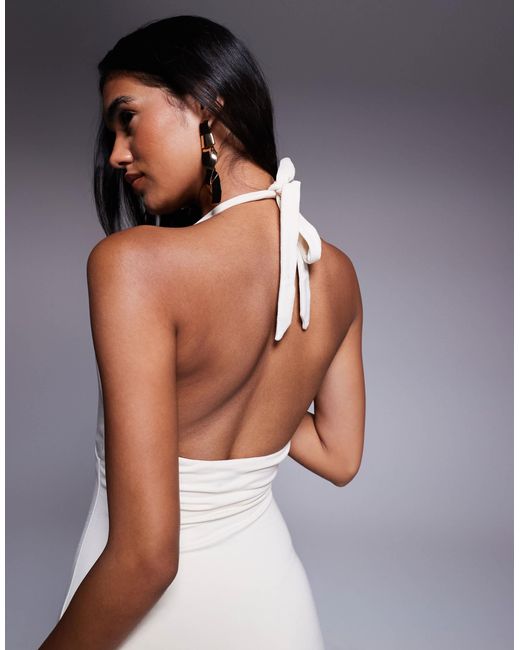 Oh Polly Gray Mei Plunge Thigh Split Midaxi Dress