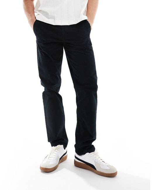 River Island Black Slim Fit Casual Chino Trousers for men
