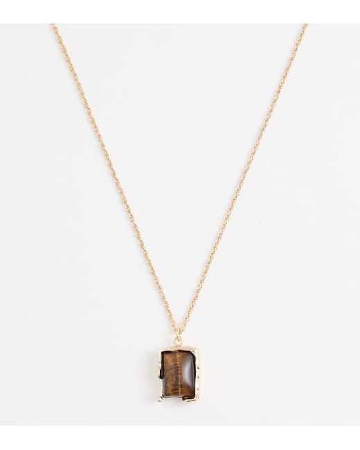 ASOS Metallic Asos Design Curve Necklace With Real Semi-precious Tigers Eye Pendant