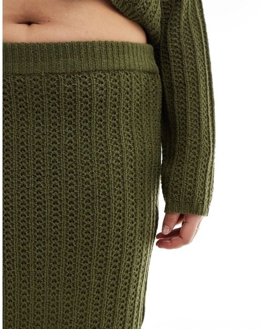 ASOS Green Asos Design Curve Knitted Midi Skirt