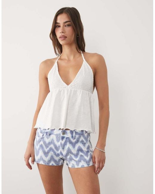 Mango White Teen Halterneck Babydoll Top