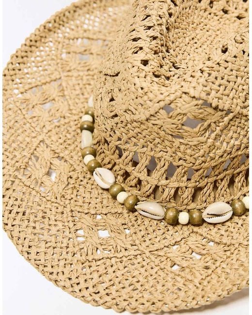 Bershka Brown Cowboy Hat With Shells