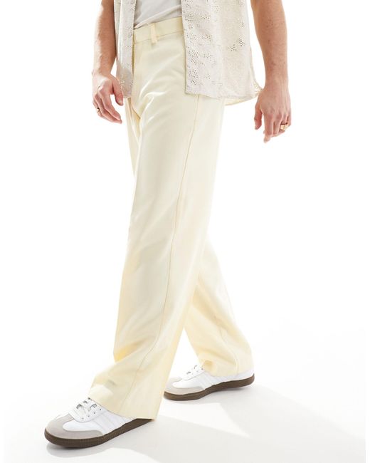 Pantaloni eleganti a fondo ampio polvere di ASOS in Natural da Uomo