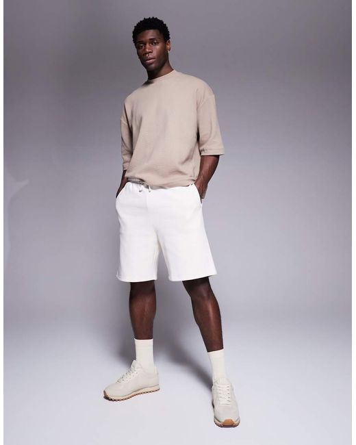Pantalones Cortos Color Crema Extragrandes De Tejido Grueso Premium De -Blanco ASOS de hombre de color White