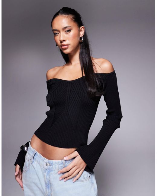 ASOS Gray – strukturiertes, langärmliges oberteil