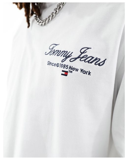 Tommy Hilfiger White Regular Logo Long Sleeve T-shirt for men