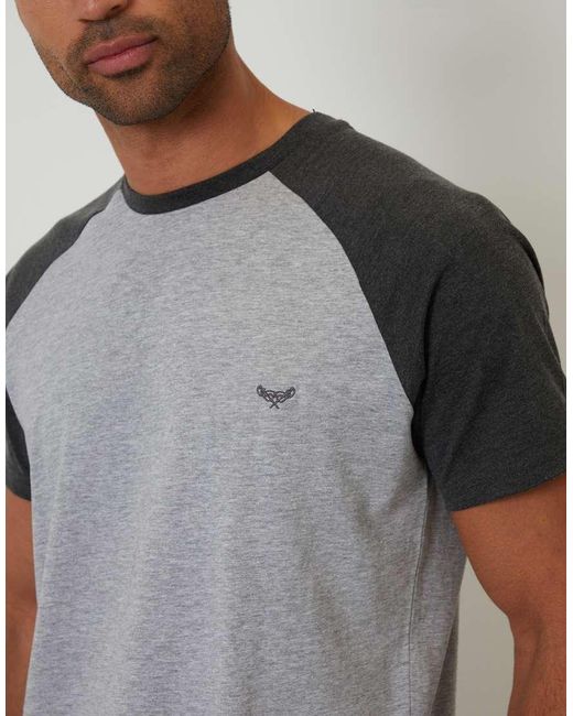 Threadbare Gray Raglan Short Sleeve Lounge Set for men