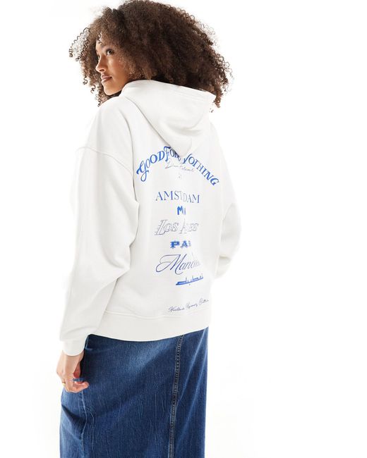 Good For Nothing White Oversized Logo Hoodie