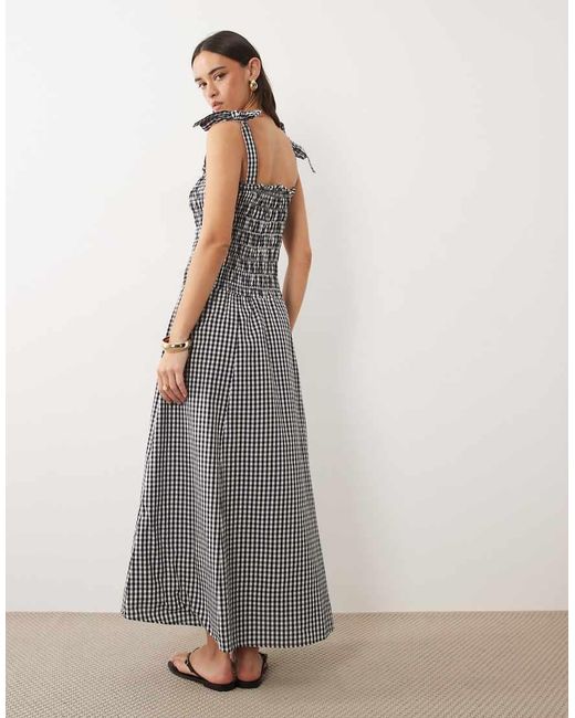 esmé studios Gray Esmee Shirred Tie Strap Maxi Beach Dress
