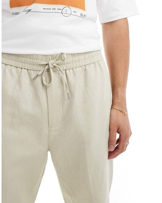 Gant White Drawcord Cotton Linen Trousers for men