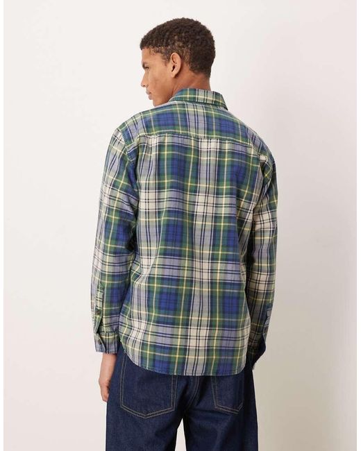 Camisa A Cuadros De Manga Larga De Franela De Abercrombie & Fitch de hombre de color Blue