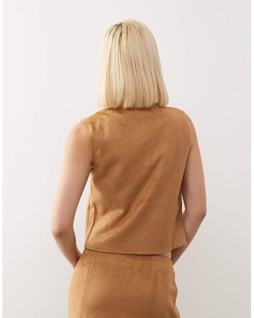 Reclaimed Vintage Natural Faux Suede Festival Waistcoat With Embroidery