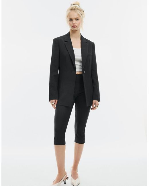 Stradivarius Blue Fitted Rustic Blazer