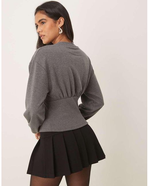 ASOS Gray Cinched Sweatshirt With Blouson Bust Detail