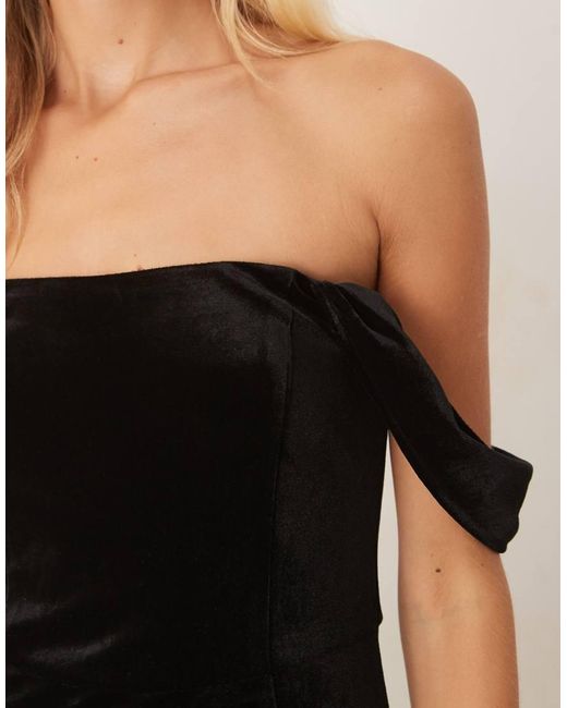 Maya Black Velvet Bardot Dress