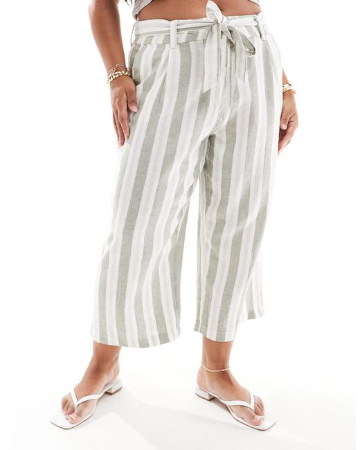 ONLY Multicolor Linen Mix Culotte Trousers With Belt