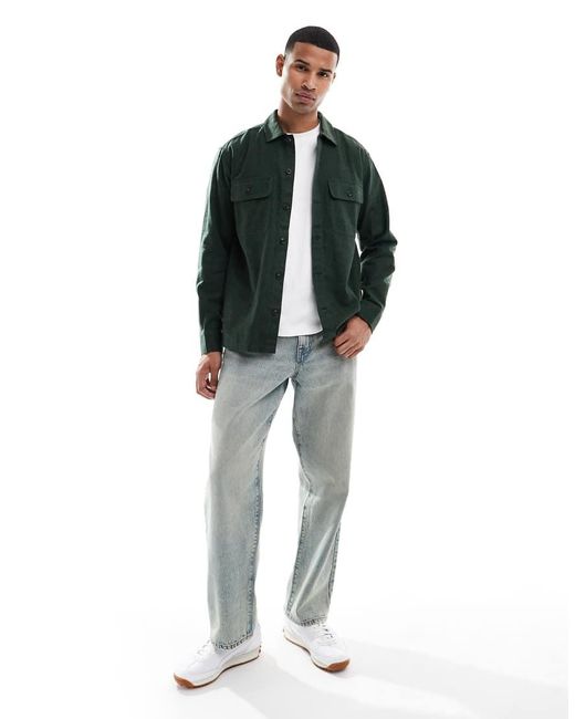 Jack & Jones Green Brushed Overshirt for men