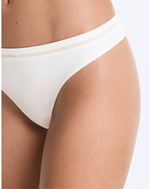 Oysho White 3 Seamless Rib Polyamide Blend Thongs