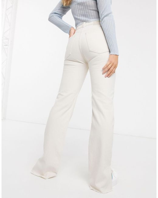 Pull\u0026Bear Denim Split Hem Jean in White 