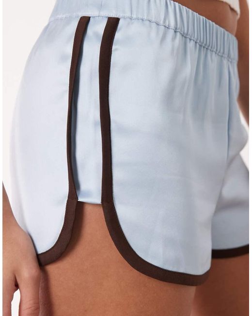 ASOS White Contrast Seam Satin Runner Short