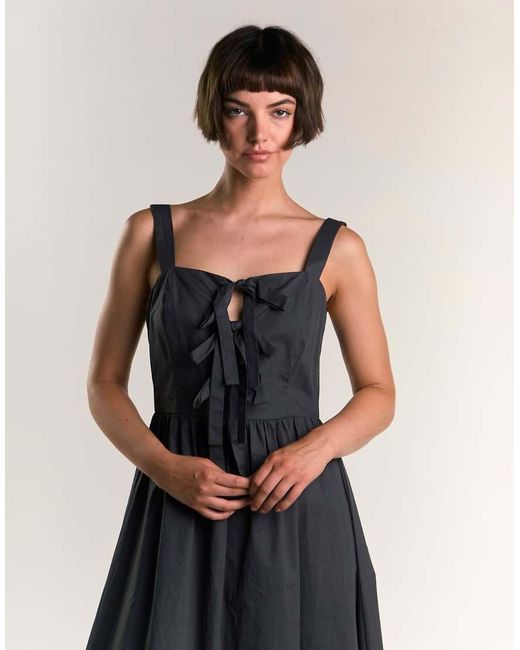 Glamorous Black Tie Front Midi Dress